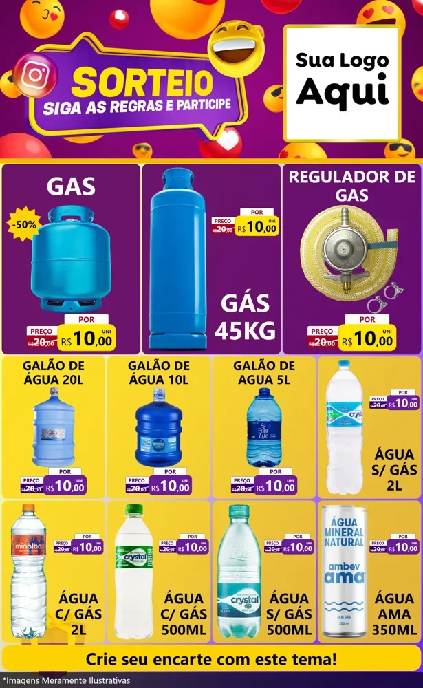 Modelo de Encarte para Encarte Grande com o tema Sorteio para Água e gás