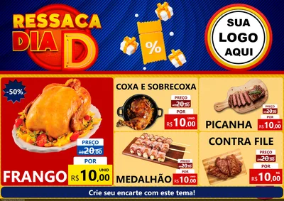 Modelo de Encarte para Encarte A4 Horizontal com o tema Ressaca Dia D para Assados