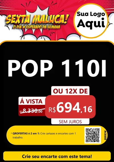 Modelo de Cartaz para Cartaz A4 Vertical com o tema Sexta Maluca! para Concessionaria de Motos