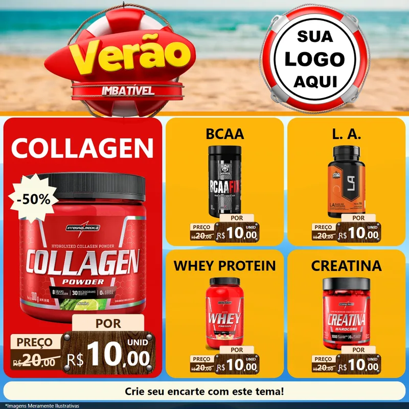 Modelo de Rede Social para Feed Facebook com o tema Verão Imbatível para Suplementos alimentares
