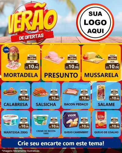 Modelo de Rede Social para Feed Instagram com o tema Verão de Ofertas para Frios e Laticínios