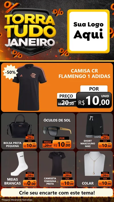 Modelo de Rede Social para Stories com o tema Torra Tudo Janeiro para Roupas e acessórios