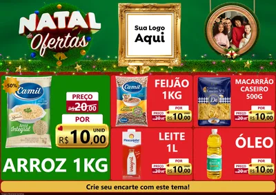 Modelo de Encarte para Encarte A4 Horizontal com o tema Natal de Ofertas para Supermercado
