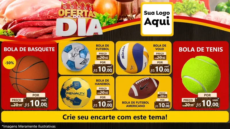 Modelo de TV para TV Horizontal com o tema Ofertas do Dia para Artigos Esportivos