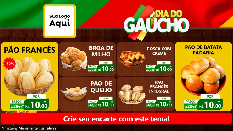 Modelo de TV para TV Horizontal com o tema Dia do Gaúcho para Padaria