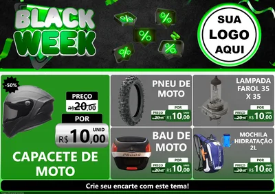 Modelo de Encarte para Encarte A4 Horizontal com o tema Black Week para Moto peças
