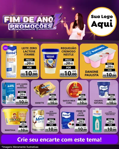Modelo de Rede Social para Feed Instagram com o tema Fim de Ano Promoções para Frios e Laticínios