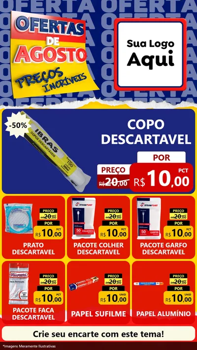 Modelo de Rede Social para Stories com o tema Ofertas de Agosto - Preços Incríveis para Embalagens