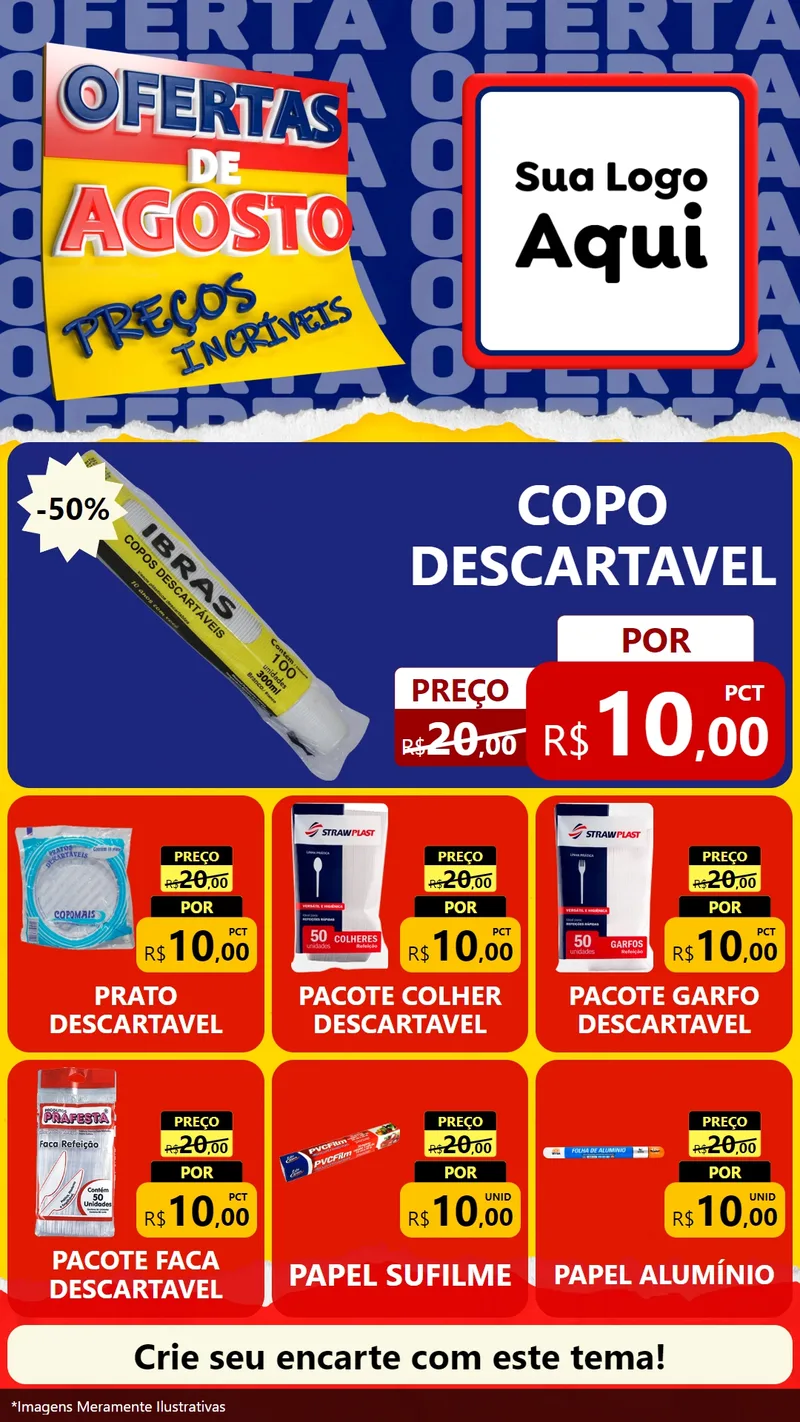 Modelo de Rede Social para Stories com o tema Ofertas de Agosto - Preços Incríveis para Embalagens