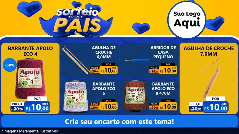 Modelo de TV para TV Horizontal com o tema Sorteio Dia dos Pais para Armarinho e Aviamentos