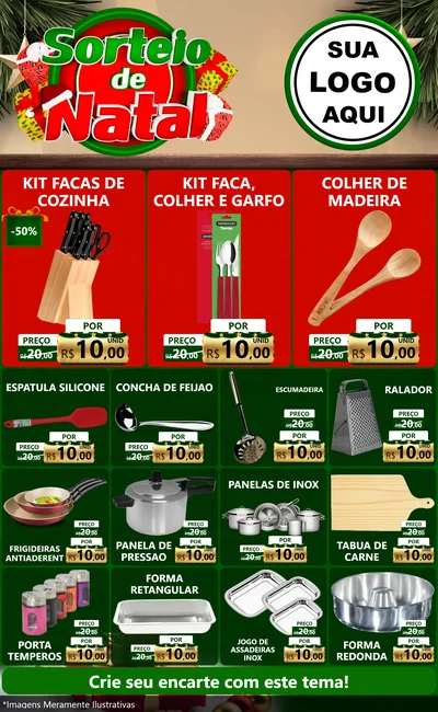 Modelo de Encarte para Encarte Grande com o tema Sorteio de Natal para Utilidades Domésticas