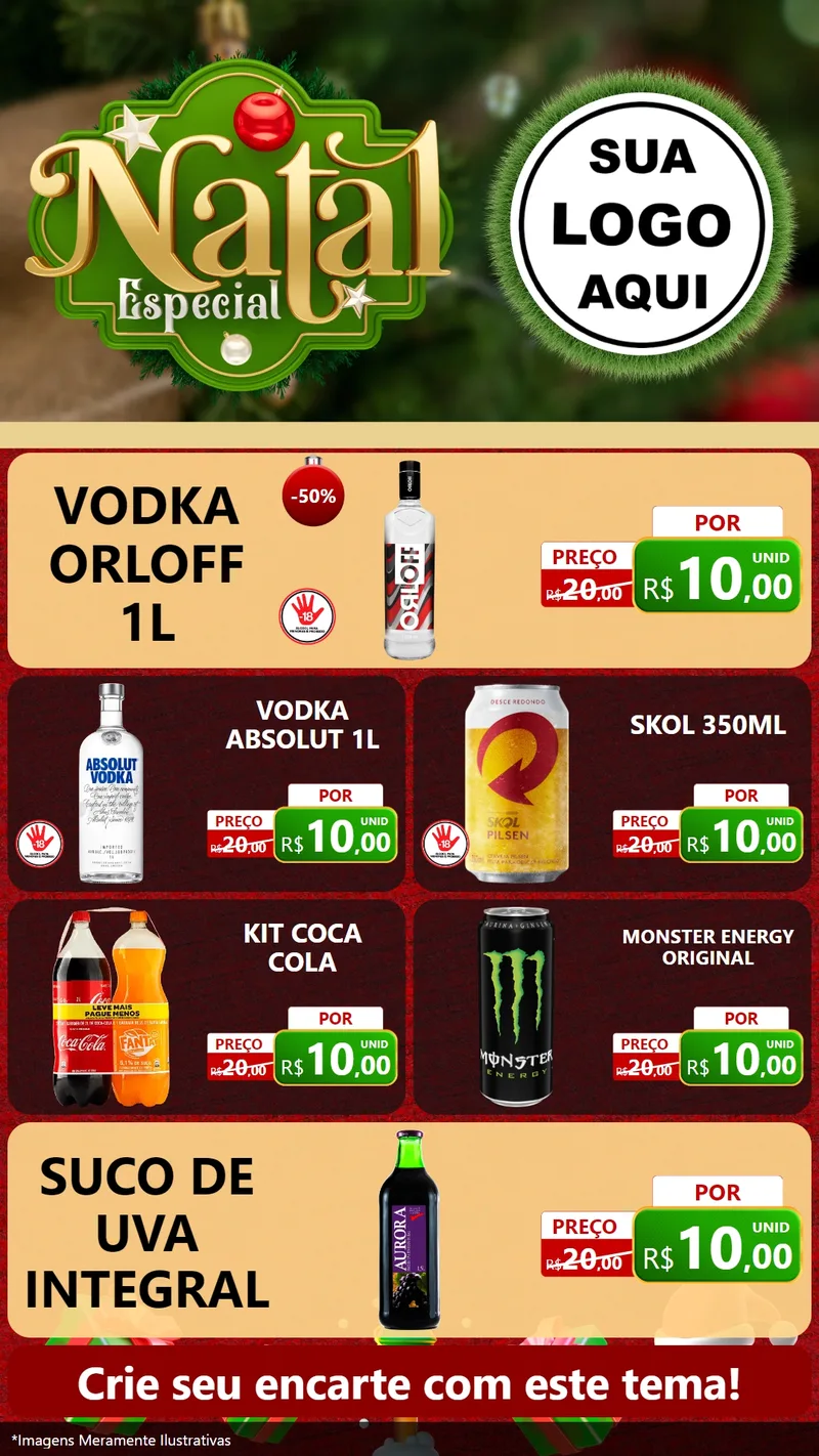 Modelo de TV para TV Vertical com o tema Natal Especial para Distribuidora de bebidas