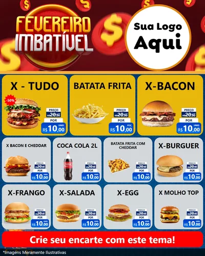Modelo de Rede Social para Feed Instagram com o tema Fevereiro Imbatível para Hamburgueria