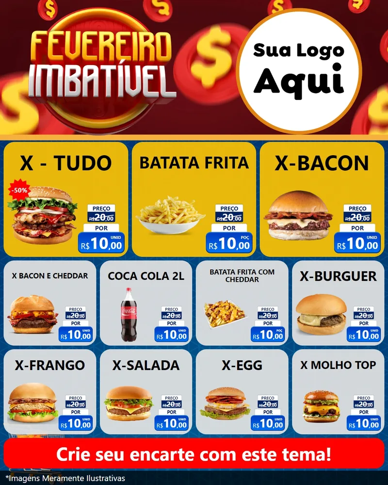 Modelo de Rede Social para Feed Instagram com o tema Fevereiro Imbatível para Hamburgueria