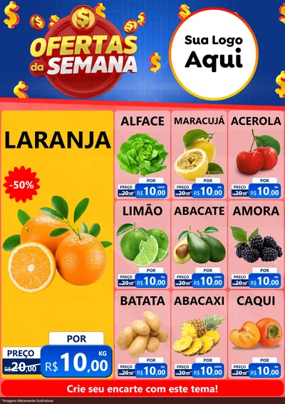 Modelo de Encarte para Encarte A4 Vertical com o tema Ofertas Da Semana para Hortifrúti