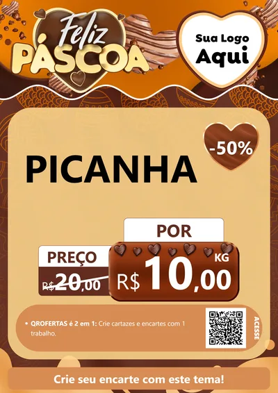 Modelo de Cartaz para Cartaz A4 Vertical com o tema Feliz Páscoa para Açougue