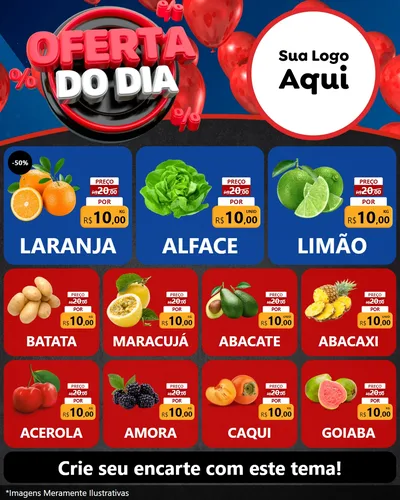 Modelo de Rede Social para Feed Instagram com o tema Oferta do Dia para Hortifrúti