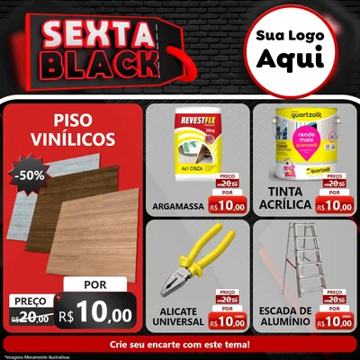 Modelo de Rede Social para Feed Facebook com o tema Sexta Black para Material para Construção