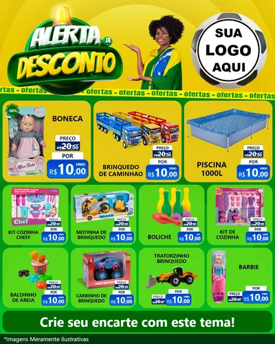 Modelo de Rede Social para Feed Instagram com o tema Alerta de Desconto para Brinquedos