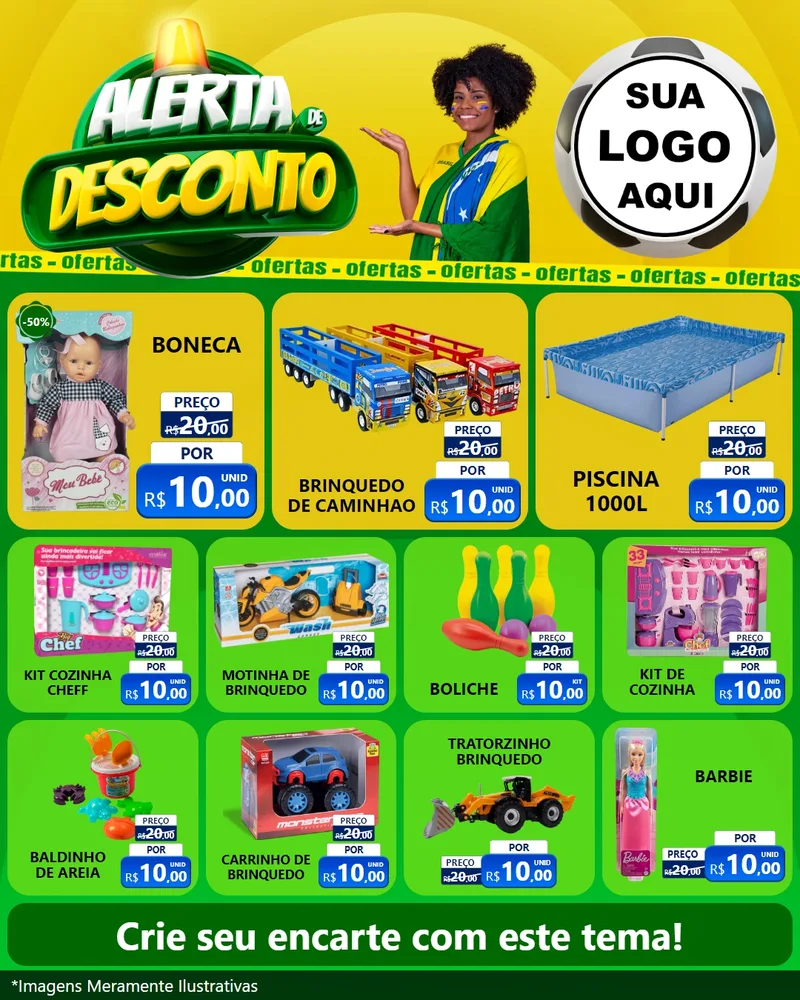 Modelo de Rede Social para Feed Instagram com o tema Alerta de Desconto para Brinquedos