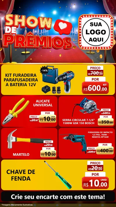 Modelo de TV para TV Vertical com o tema Show de Prêmios para Maquinas e Ferramentas