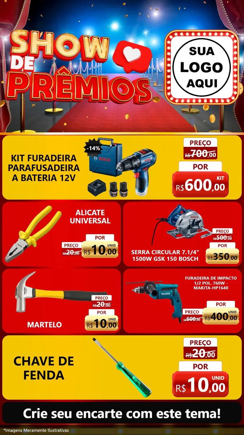 Modelo de TV para TV Vertical com o tema Show de Prêmios para Maquinas e Ferramentas