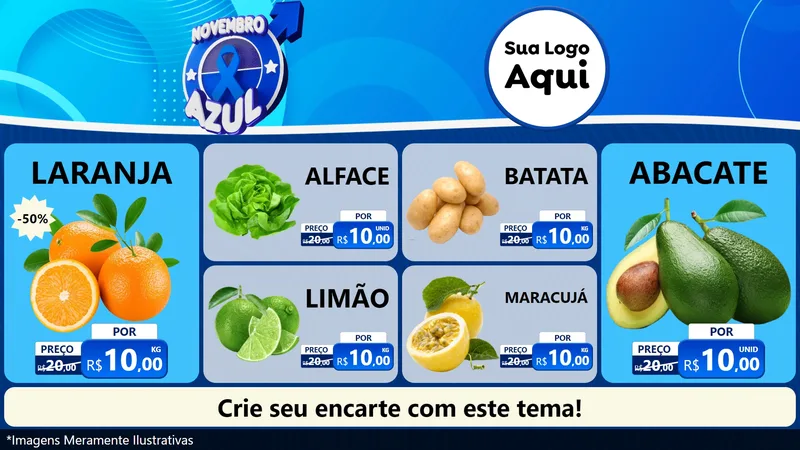 Modelo de TV para TV Horizontal com o tema Novembro Azul para Hortifrúti