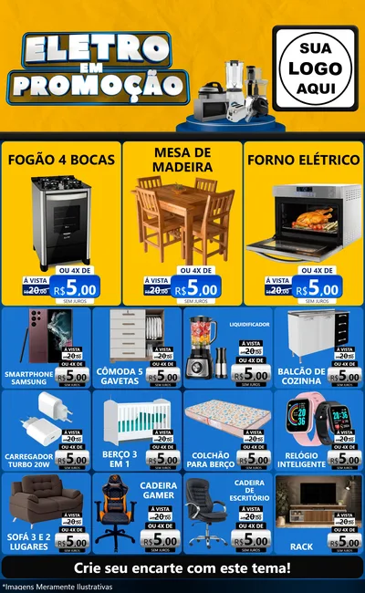 Modelo de Encarte para Encarte Grande com o tema Eletro em Promoção para Móveis e Eletro