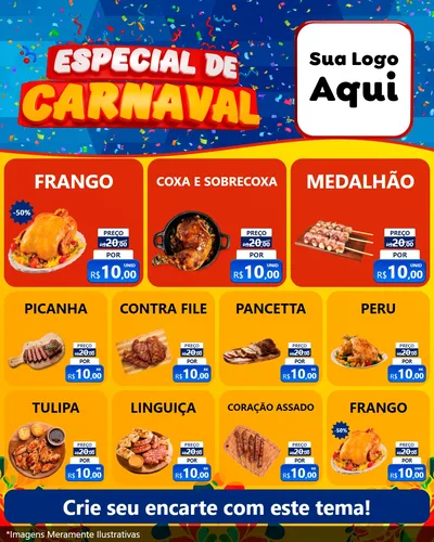 Modelo de Rede Social para Feed Instagram com o tema Especial de Carnaval para Assados