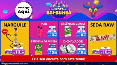Modelo de TV para TV Horizontal com o tema Festa Boi-Bumbá para Tabacaria