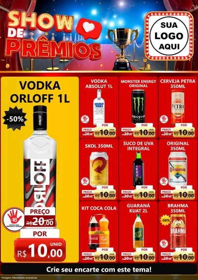 Modelo de Encarte para Encarte A4 Vertical com o tema Show de Prêmios para Distribuidora de bebidas