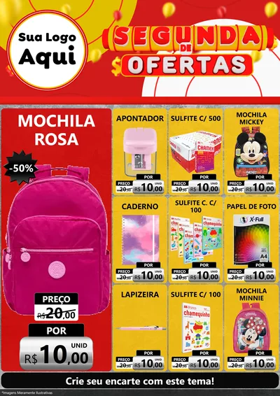 Modelo de Encarte para Encarte A4 Vertical com o tema Segunda de Ofertas para Papelaria