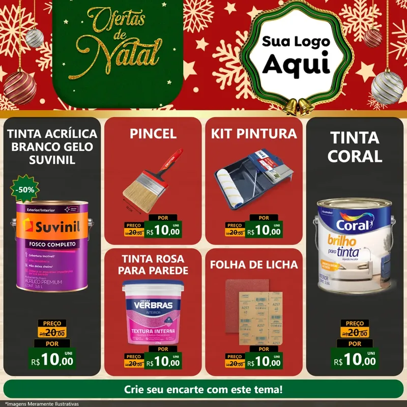 Modelo de Rede Social para Feed Facebook com o tema Natal de Ofertas para Tintas e Ferramentas