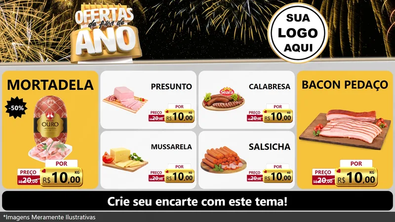 Modelo de TV para TV Horizontal com o tema Ofertas de Fim de Ano para Frios e Laticínios