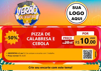 Modelo de Cartaz para Cartaz A4 Horizontal com o tema Verão de Ofertas para Pizzaria