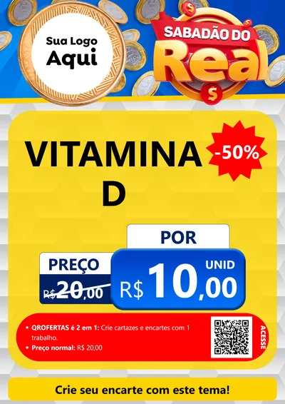 Modelo de Cartaz para Cartaz A4 Vertical com o tema Sabadão do Real para Farmácia