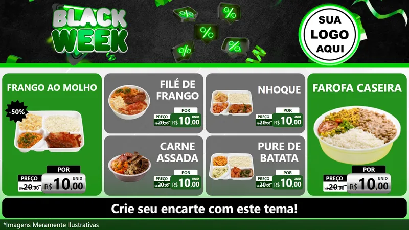 Modelo de TV para TV Horizontal com o tema Black Week para Restaurante