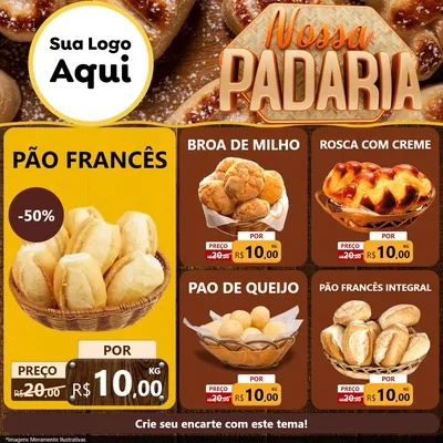 Modelo de Rede Social para Feed Facebook com o tema Nossa Padaria para Padaria