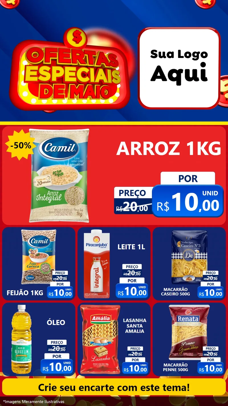 Modelo de Rede Social para Stories com o tema Ofertas Especiais de Maio para Supermercado