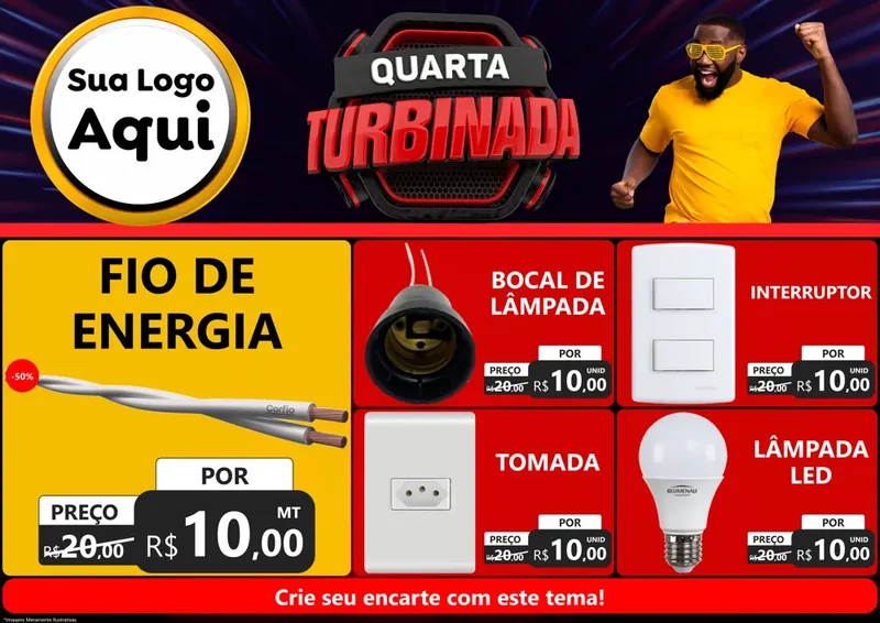 Modelo de Encarte para Encarte A4 Horizontal com o tema Quarta Turbinada para Materiais Elétricos