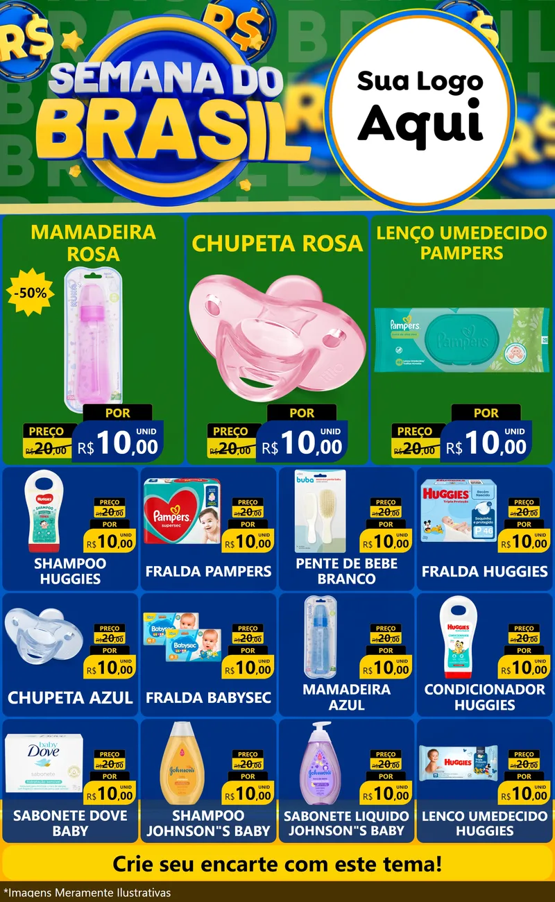 Modelo de Encarte para Encarte Grande com o tema Semana Do Brasil para Bebês