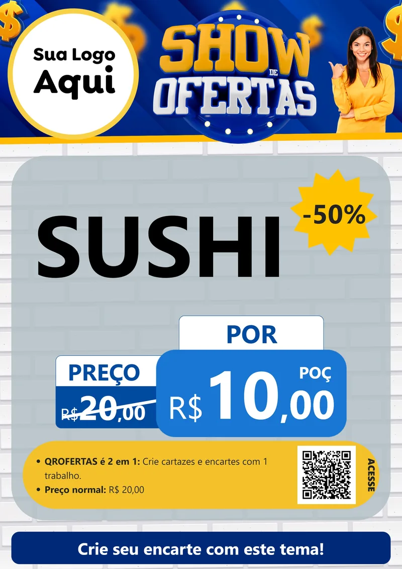 Modelo de Cartaz para Cartaz A4 Vertical com o tema Show de Ofertas para Comida japonesa
