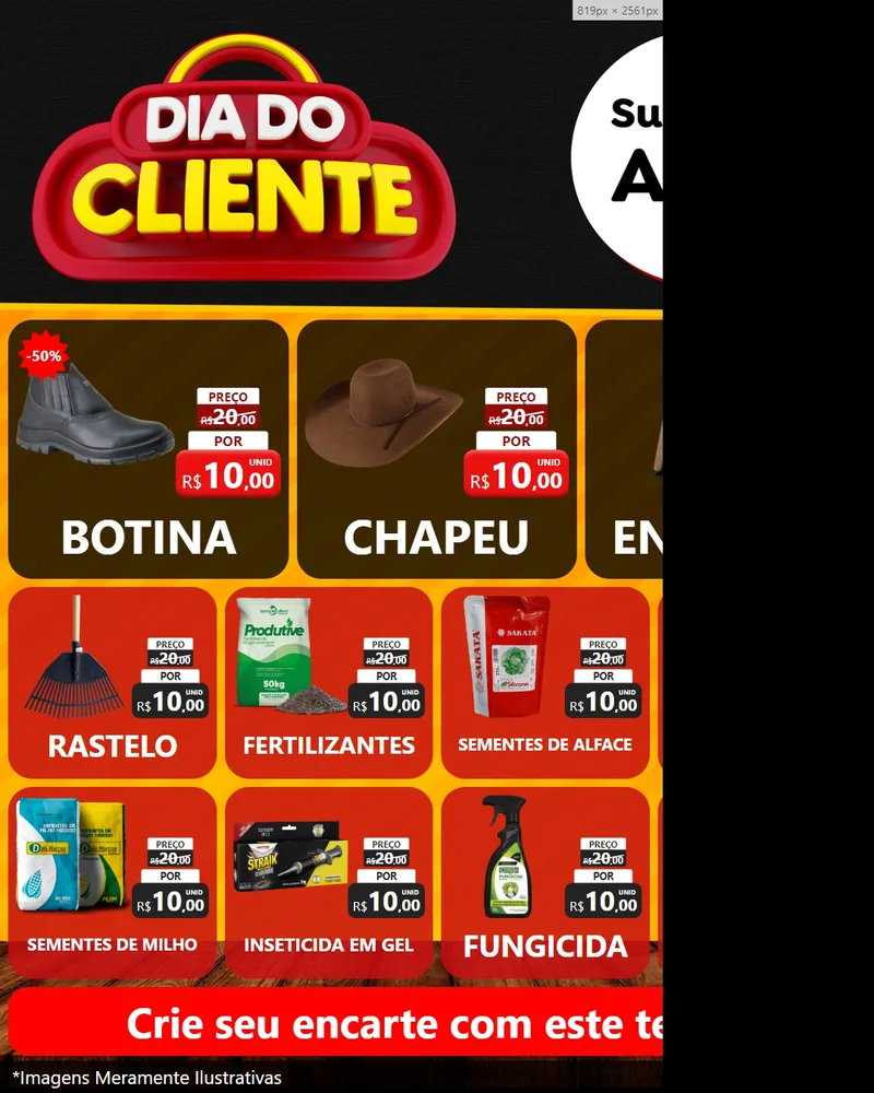 Modelo de Rede Social para Feed Instagram com o tema Dia do Cliente para Agropecuária