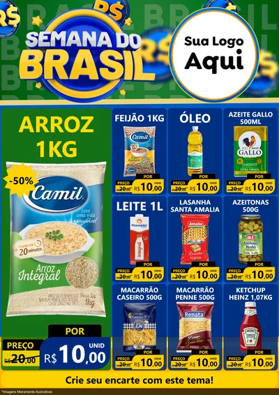 Modelo de Encarte para Encarte A4 Vertical com o tema Semana Do Brasil para Supermercado