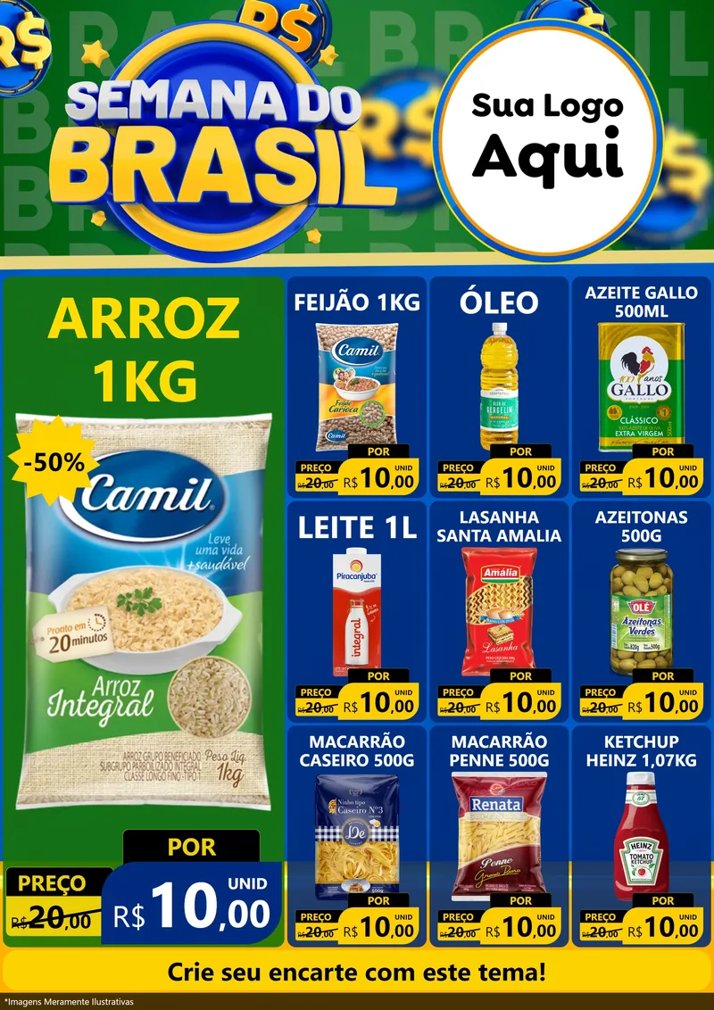 Modelo de Encarte para Encarte A4 Vertical com o tema Semana Do Brasil para Supermercado