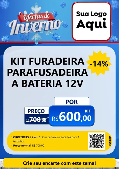 Modelo de Cartaz para Cartaz A4 Vertical com o tema Ofertas de Inverno para Maquinas e Ferramentas