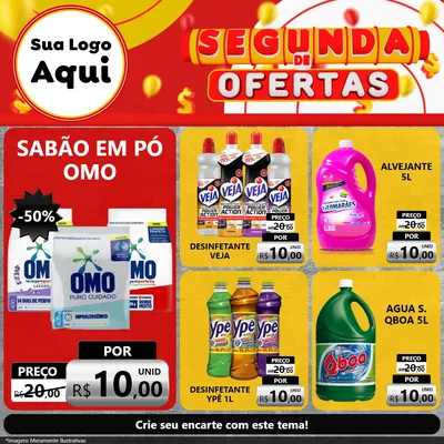 Modelo de Rede Social para Feed Facebook com o tema Segunda de Ofertas para Produtos de Limpeza