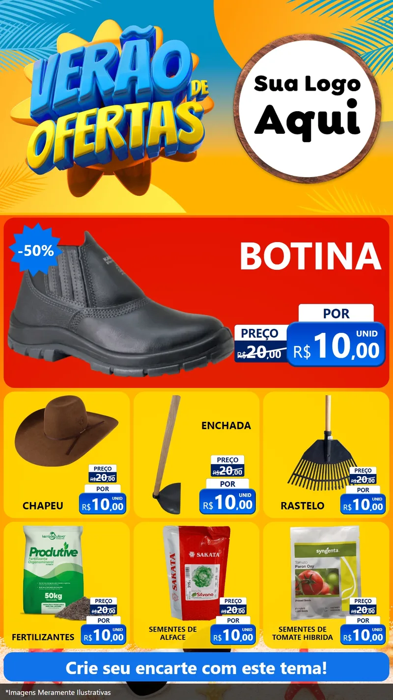 Modelo de Rede Social para Stories com o tema Verão de Ofertas para Agropecuária