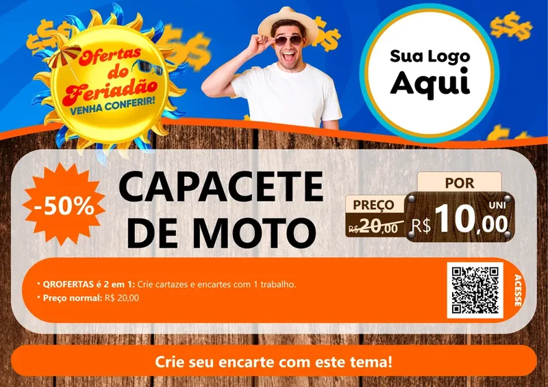 Modelo de Cartaz para Cartaz A4 Horizontal com o tema Ofertas do Feriadão para Moto peças