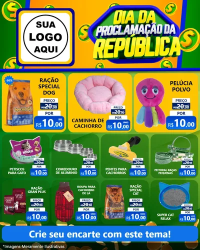 Modelo de Rede Social para Feed Instagram com o tema Dia Da Proclamação da República para Pet Shop